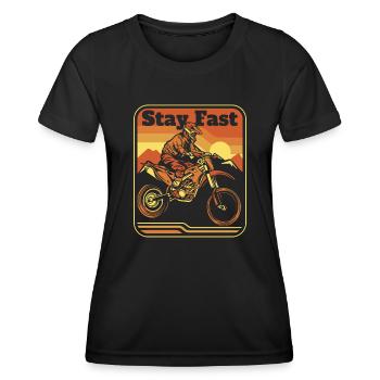 Stay Fast Motorcycle Racing Supermoto Riders - Women's Functional T-Shirt - black - Front - AI Model Female 172 light (172cm)