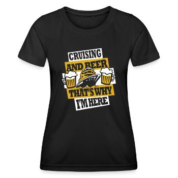 Croisière Et Bière, c’est pourquoi je suis ici Croisière - T-shirt sport Femme - noir - Devant - AI Model Female 172 light (172cm)