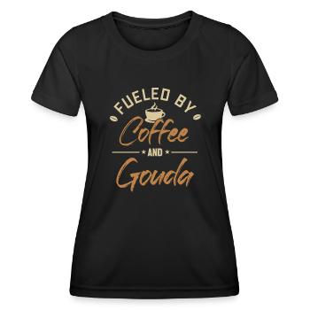 Alimenté par le café et le gouda Maker Queso Lover - T-shirt sport Femme - noir - Devant - AI Model Female 172 light (172cm)