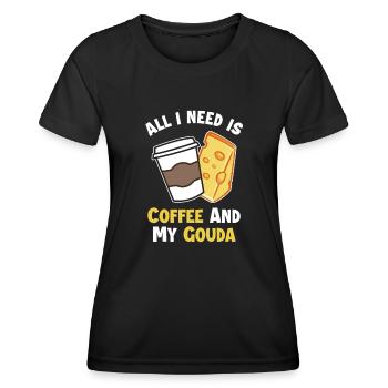 Le café et mon gouda Maker Queso Cheesemonger - T-shirt sport Femme - noir - Devant - AI Model Female 172 light (172cm)