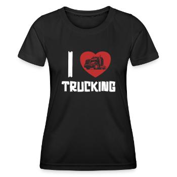 I love Trucking Trucker Truckie Legends Lover - Women's Functional T-Shirt - black - Front - AI Model Female 172 light (172cm)