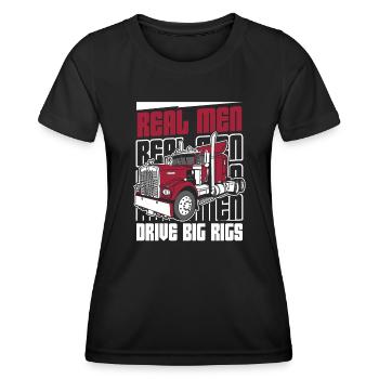 Echte Männer fahren große Lastwagen Trucker Legenden Truckie - Frauen Funktions-T-Shirt - Schwarz - Vorne - AI Model Female 172 light (172cm)
