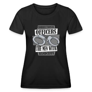 Les hommes menottés agent de police Corrections - T-shirt sport Femme - noir - Devant - AI Model Female 172 light (172cm)