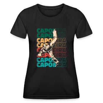 Texte Capoeira Rétro Ginga Capoeirista Danse - T-shirt sport Femme - noir - Devant - AI Model Female 172 light (172cm)