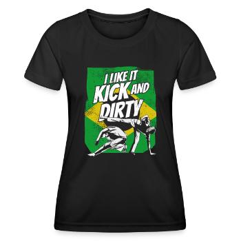 I Like It Kick And Dirty Ginga Capoeirista Dance - Women's Functional T-Shirt - black - Front - AI Model Female 172 light (172cm)