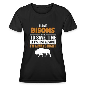 Bison Supposons que j’ai raison Buffalo Américain - T-shirt sport Femme - noir - Devant - AI Model Female 172 light (172cm)