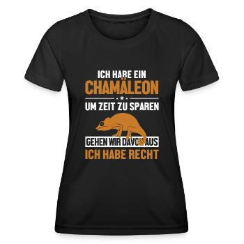 Chamäleonbesitzer hat immer Recht Veiled Panther - T-shirt sport Femme - noir - Devant - AI Model Female 172 light (172cm)
