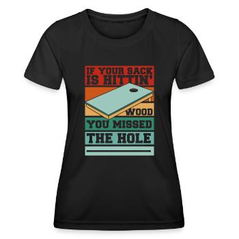 Du hast das Loch verpasst Sitzsack Spielbretter Cornhole - Frauen Funktions-T-Shirt - Schwarz - Vorne - AI Model Female 172 light (172cm)