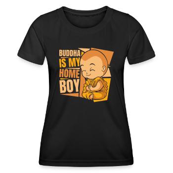 Buddha Is My Home Boy Buddhist Statue Symbol - Women's Functional T-Shirt - black - Front - AI Model Female 172 light (172cm)