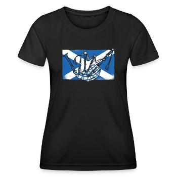 Dudelsackspieler Schottland Flagge Great Highland Blasrohr - Frauen Funktions-T-Shirt - Schwarz - Vorne - AI Model Female 172 light (172cm)