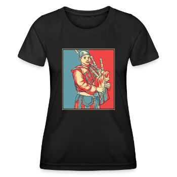 Dudelsackspieler Portrait Great Highland Dudelsack Unterricht - Frauen Funktions-T-Shirt - Schwarz - Vorne - AI Model Female 172 light (172cm)