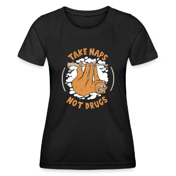 Faire la sieste, pas de drogue Folivora à gorge brune - T-shirt sport Femme - noir - Devant - AI Model Female 172 light (172cm)