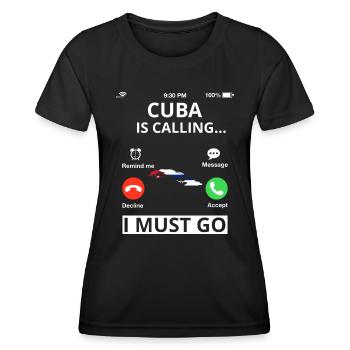 Kuba Flagge Karibik Urlaub Cuba Reise Havanna - Frauen Funktions-T-Shirt - Schwarz - Vorne - AI Model Female 172 light (172cm)