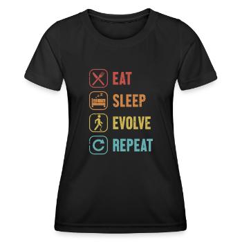 Eat Sleep Evolve Wiederholung Prothesen-Gliedmaßen-Benutzer Bein - Frauen Funktions-T-Shirt - Schwarz - Vorne - AI Model Female 172 light (172cm)