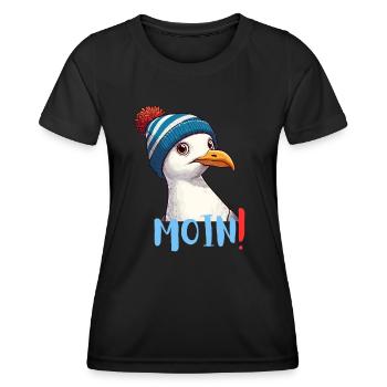 Hambourg Moin Mer du Nord Allemagne Nord Drôle Mouette - T-shirt sport Femme - noir - Devant - AI Model Female 172 light (172cm)