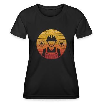 Retro Inspector Technician Repair Elevator - Women's Functional T-Shirt - black - Front - AI Model Female 172 light (172cm)