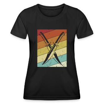 Retro Metzgermesser Sammlerstück Restaurierungsmesser - Frauen Funktions-T-Shirt - Schwarz - Vorne - AI Model Female 172 light (172cm)