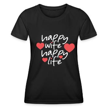 femme heureuse vie heureuse - T-shirt sport Femme - noir - Devant - AI Model Female 172 light (172cm)