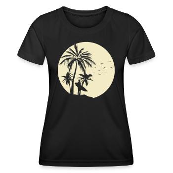 Surfer Palmen Sommer Sonne Strand Surfen - Frauen Funktions-T-Shirt - Schwarz - Vorne - AI Model Female 172 light (172cm)