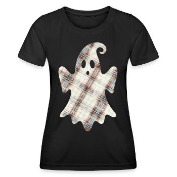 Cute Ghost Scotland Ghost Tartan Halloween - Women's Functional T-Shirt - black - Front - AI Model Female 172 light (172cm)