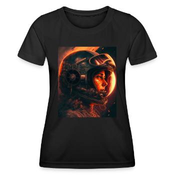 Vintage Weltraum Astronautin - Frauen Funktions-T-Shirt - Schwarz - Vorne - AI Model Female 172 light (172cm)