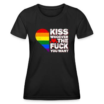Embrasse qui tu veux - LGBTQ+ - T-shirt sport Femme - noir - Devant - AI Model Female 172 light (172cm)