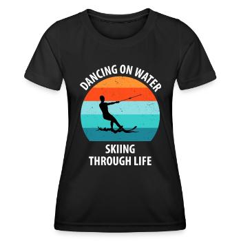 Ski nautique, ski nautique, skieurs nautiques - T-shirt sport Femme - noir - Devant - AI Model Female 172 light (172cm)
