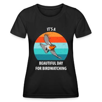 Observation des oiseaux Observation des oiseaux Observation des oiseaux - T-shirt sport Femme - noir - Devant - AI Model Female 172 light (172cm)