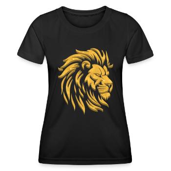Lion d’Or | Tête de Lion Or - T-shirt sport Femme - noir - Devant - AI Model Female 172 light (172cm)