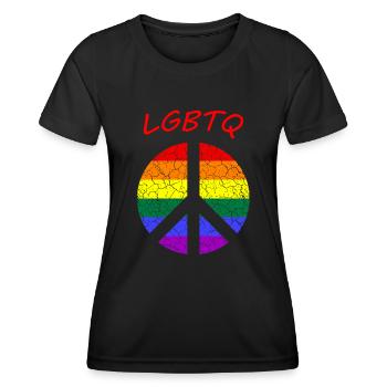 Peace Love LGBTQ CSD - Frauen Funktions-T-Shirt - Schwarz - Vorne - AI Model Female 172 light (172cm)