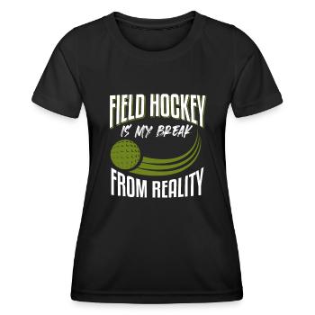 Field Hockey Hockey Player Feldhockey - Frauen Funktions-T-Shirt - Schwarz - Vorne - AI Model Female 172 light (172cm)