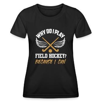Field Hockey Hockey Player Feldhockey - Frauen Funktions-T-Shirt - Schwarz - Vorne - AI Model Female 172 light (172cm)