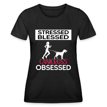 Canicross dogrun laufen mit Hund canicrossgirl - Frauen Funktions-T-Shirt - Schwarz - Vorne - AI Model Female 172 light (172cm)