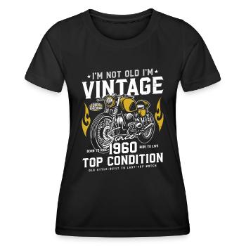 1960 Jahrgang Geburtstag Vintage Retro Motorrad - Frauen Funktions-T-Shirt - Schwarz - Vorne - AI Model Female 172 light (172cm)