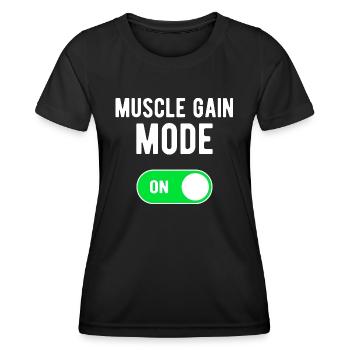 Muskelaufbau-Modus ON Fitnessstudio Bodybuilding-Training - Frauen Funktions-T-Shirt - Schwarz - Vorne - AI Model Female 172 light (172cm)