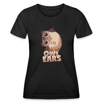Die Eule ist ganz Ohr - Frauen Funktions-T-Shirt - Schwarz - Vorne - AI Model Female 172 light (172cm)