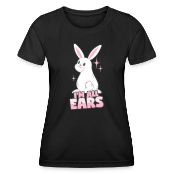 Hase: Ich bin ganz Ohr - Frauen Funktions-T-Shirt - Schwarz - Vorne - AI Model Female 172 light (172cm)