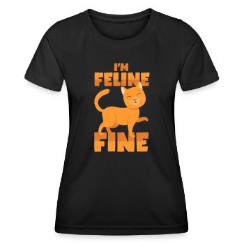 Jeu de mots pour chat - T-shirt sport Femme - noir - Devant - AI Model Female 172 light (172cm)