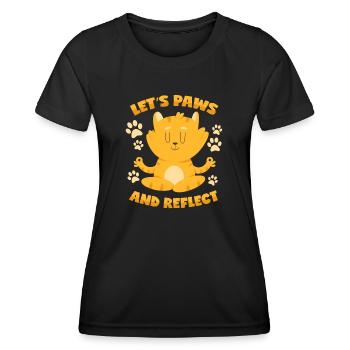 Cat: Pause and Reflect - Meditation - Women's Functional T-Shirt - black - Front - AI Model Female 172 light (172cm)