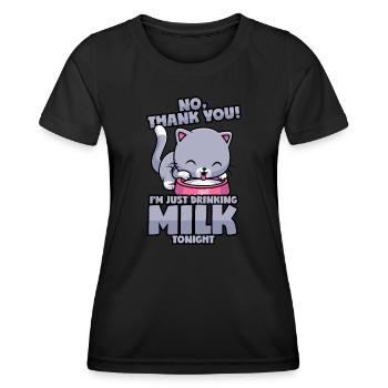 Katze: Nur Milch, Keinen Alkohol! - Frauen Funktions-T-Shirt - Schwarz - Vorne - AI Model Female 172 light (172cm)