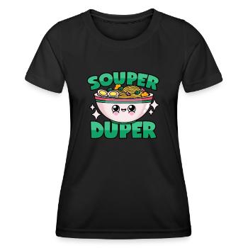 Soupe ramen: « Souper Duper » - T-shirt sport Femme - noir - Devant - AI Model Female 172 light (172cm)