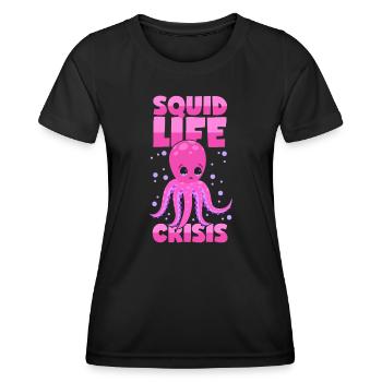 Calmar de la quarantaine-crise Poulpe Poulpe Calmar - T-shirt sport Femme - noir - Devant - AI Model Female 172 light (172cm)