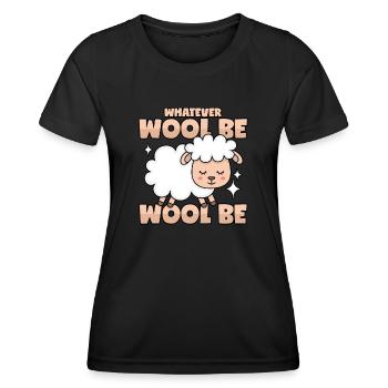 Sheep wool puns - Women's Functional T-Shirt - black - Front - AI Model Female 172 light (172cm)