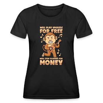 Monkey plays ukulele for free - Women's Functional T-Shirt - black - Front - AI Model Female 172 light (172cm)