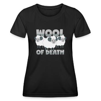 Moutons : « Mur de la mort » en laine - T-shirt sport Femme - noir - Devant - AI Model Female 172 light (172cm)