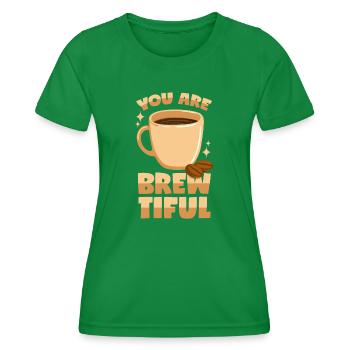 Barista - Beautifully brewed coffee - Women's Functional T-Shirt - kelly green - Front - AI Model Female 172 dark (172cm)