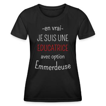 Educatrice Avec Option Emmerdeuse - T-shirt sport Femme - noir - Devant - AI Model Female 172 light (172cm)