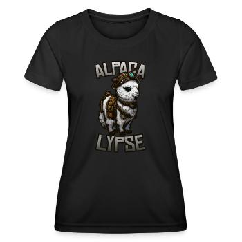Alpagalypse - Alpaga Steampunk dans l’Apocalypse - T-shirt sport Femme - noir - Devant - AI Model Female 172 light (172cm)