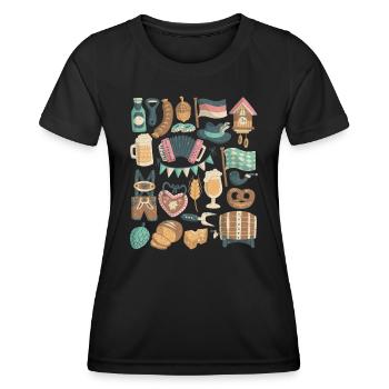 Beer Festival in October - Munich, Bavaria, Germany - Women's Functional T-Shirt - black - Front - AI Model Female 172 light (172cm)