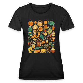 Automne - T-shirt sport Femme - noir - Devant - AI Model Female 172 light (172cm)